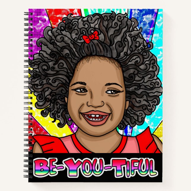Be-You-Tiful Little Girl Laughing Pop Art Notebook (Front)