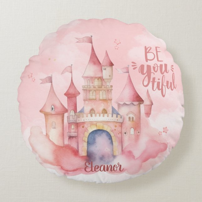 Be-You-Tiful Palace in the Pink Cloud Burp Cloth Round Cushion (Front)