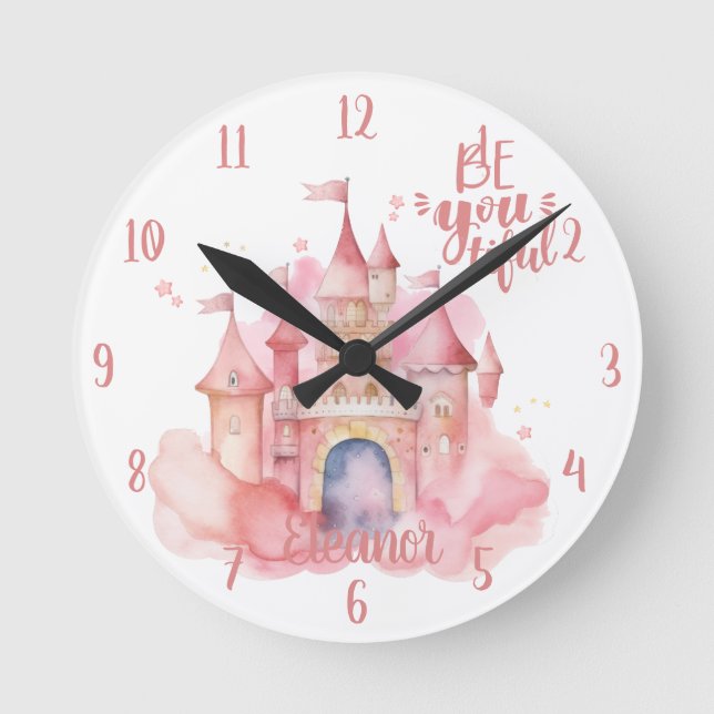 Be-You-Tiful Palace in the Pink Cloud customisable Round Clock (Front)