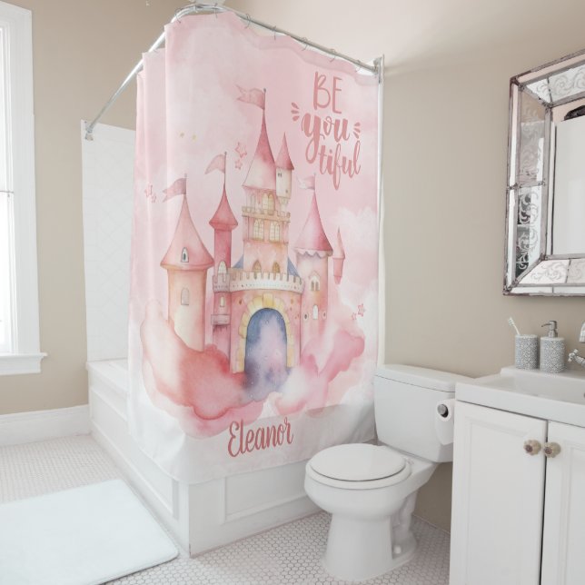 Be-You-Tiful Palace in the Pink Cloud customisable Shower Curtain (In Situ)