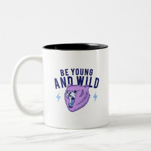 Be Young And Wild - Angry Bear Two-Tone Coffee Mug