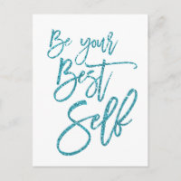 Be Your Best Self Motivational Quote Blue Sparkly