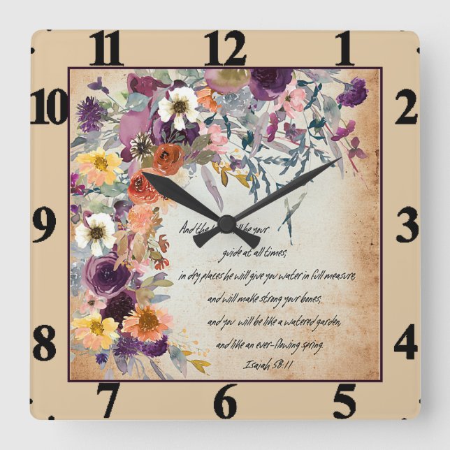 Be your guide, autumn floral mix   square wall clock (Front)