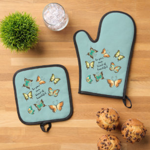 Be Your Own Beautiful Butterflies Oven Mitt & Pot Holder Set