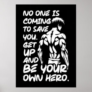 Be Your Own Hero - Anime Bodybuilding Gym Workout Poster