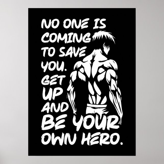 Be Your Own Hero - Anime Bodybuilding Gym Workout  Poster (Front)