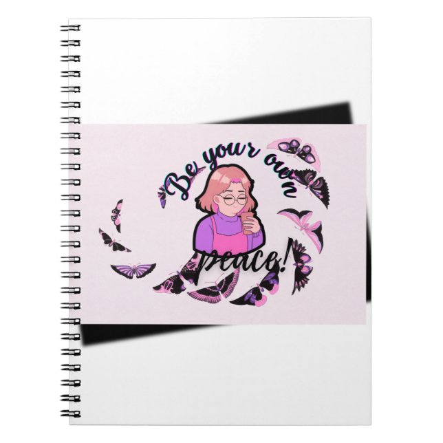 Be Your Own Peace Anime Girl & Butterflies Spiral  Notebook (Front)