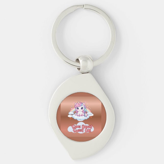 Be Your Own Rainbow Cute Unicorn  Key Ring (Front)