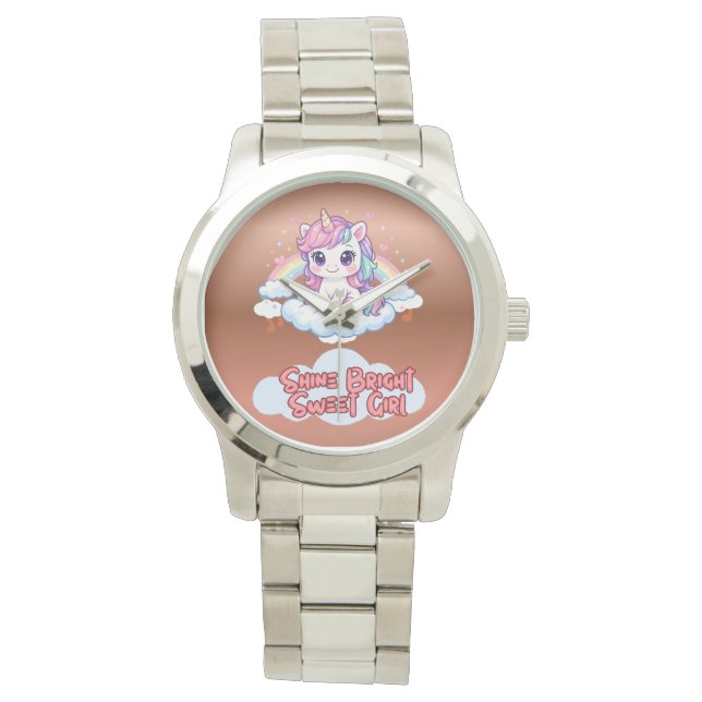 Be Your Own Rainbow Cute Unicorn  Watch (Front)