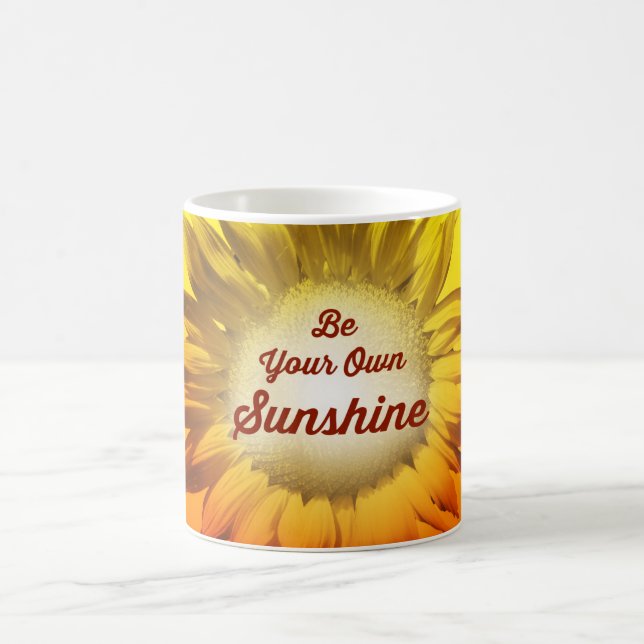 Be Your Own Sunshine Sunflower Red Yellow Ombre Coffee Mug (Center)