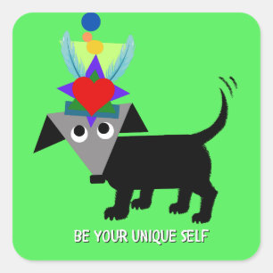 "Be Your Unique Self," Rego Berto sticker. Square Sticker
