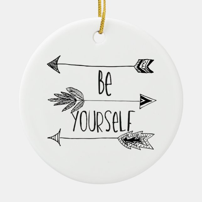 Be Yourself Arrows Ceramic Tree Decoration (Front)
