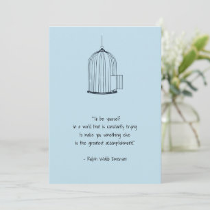 Be Yourself Emerson Quote Birdcage Card