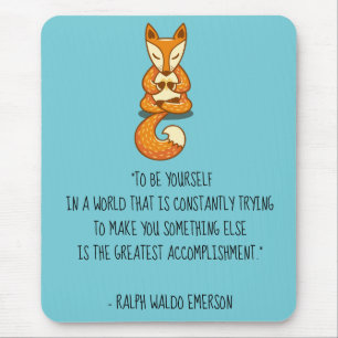 Be Yourself Emerson Quote with Fox Mouse Mat