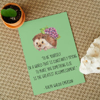 Be Yourself Emerson Quote with Hedgehog Flat Card