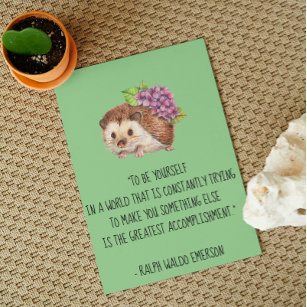 Be Yourself Emerson Quote with Hedgehog Flat Card