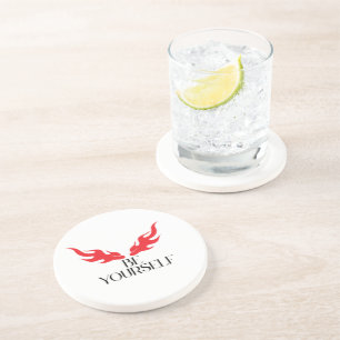 Be Yourself – Empowering Minimalist Quote Design f Coaster