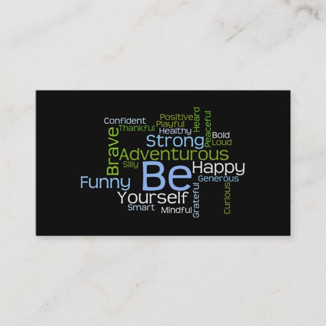 BE Yourself Inspirational Word Cloud Business Card (Front)