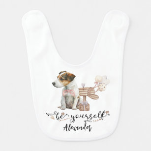Be yourself Jack Russell puppy next to mailbox Bib
