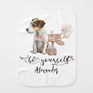 Be yourself Jack Russell puppy next to mailbox Burp Cloth