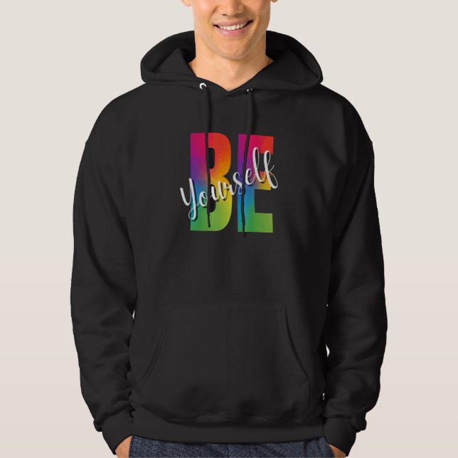 Be Yourself LGBT-Q Gay Lesbian Bi Trans Pride Squa Hoodie (Front)