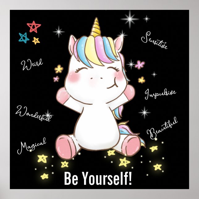Be Yourself! Magical Unicorn. Editable Poster (Front)