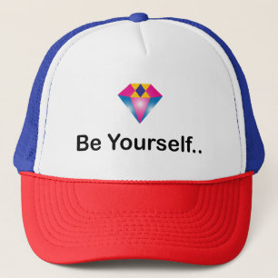Be Yourself motivational quote, colourful diamond Trucker Hat