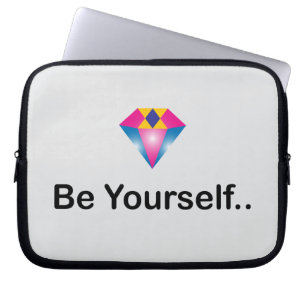 Be yourself motivational quote with shiny diamond laptop sleeve