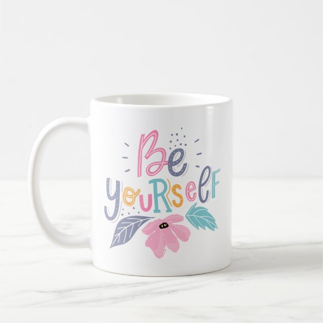 Be Yourself | Pastel Flowers Coffee Mug (Left)