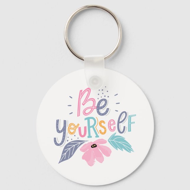 Be Yourself | Pastel Flowers Key Ring (Front)