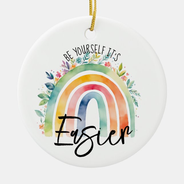 be yourself  positive affirmation gift ceramic tree decoration (Front)