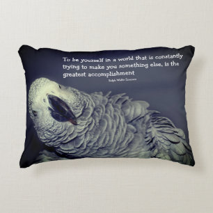 Be Yourself Quote Cute Parrot Inspirational  Decorative Cushion