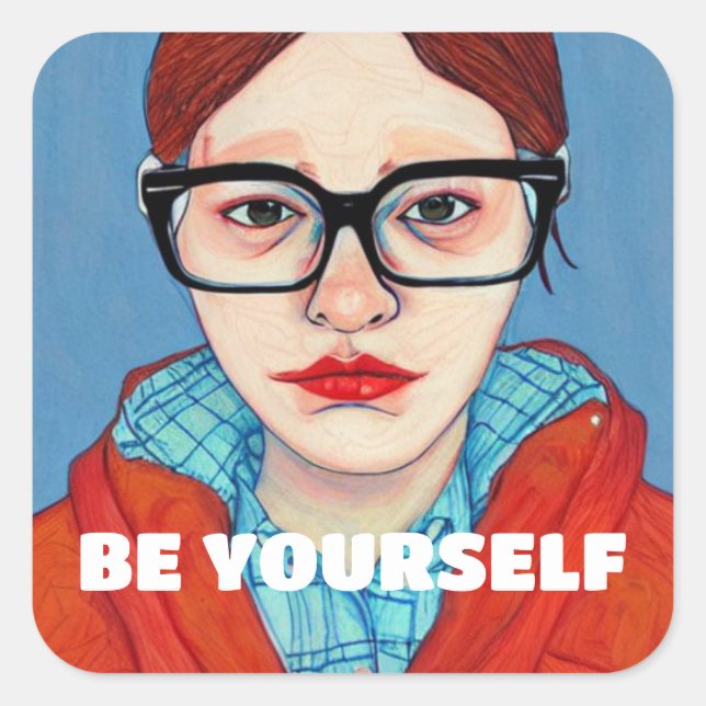 Be yourself square sticker (Front)