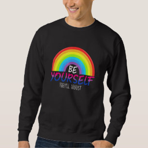 Be Yourself Theyll Adjust Lgbtq Bisexual Flag Gay Sweatshirt