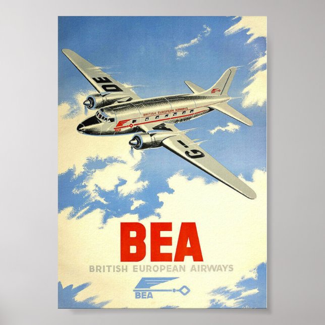 BEA Retro Vintage Travel Poster Print (Front)