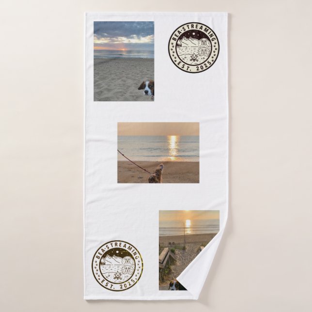 Bea Streaming Dogs on the Beach Beach Towel (Bath Towel)