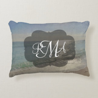 Beach 3-Letter Monogram Initials Ocean Decorative Cushion