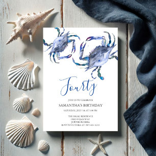 Beach 40th Birthday  Invitations Crab Boil
