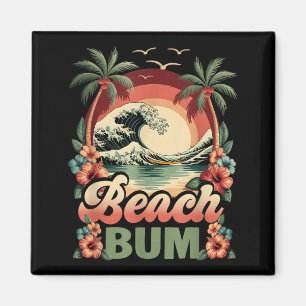Beach a bum surf wave vintage tropical sunset magnet