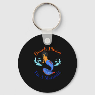 Beach a mermaid funny black mermaids women girls key ring