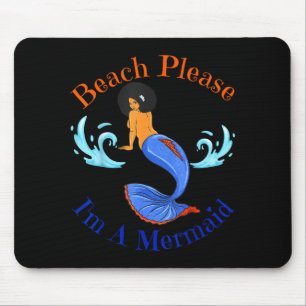 Beach a mermaid funny black mermaids women girls mouse mat