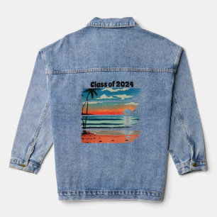 Beach Abstract Art Graduation Denim Jacket