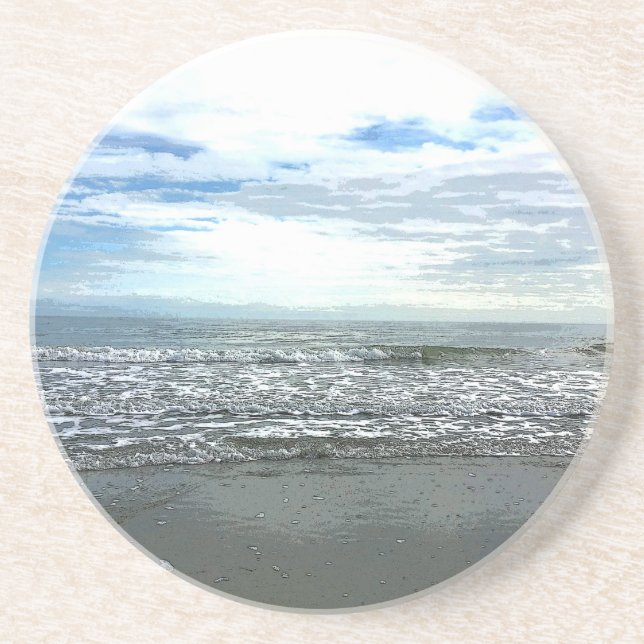 Beach Abstract Artistic Nautical Gift Favour Coaster (Front)