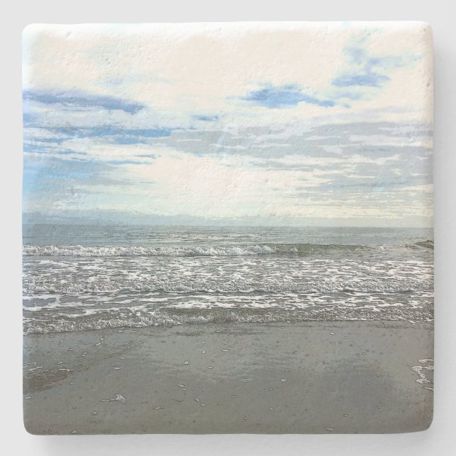 Beach Abstract Artistic Nautical Gift Favour  Stone Coaster (Front)