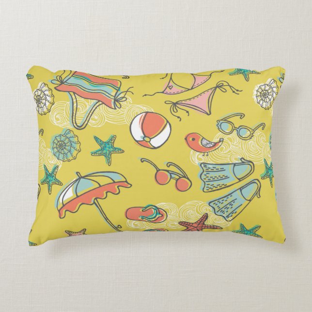 beach accessories. seamless pattern decorative cushion (Front)