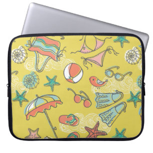 beach accessories. seamless pattern laptop sleeve
