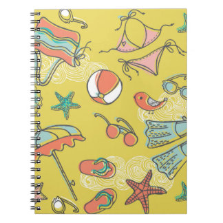 beach accessories. seamless pattern notebook