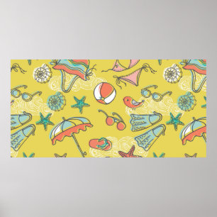 beach accessories. seamless pattern poster