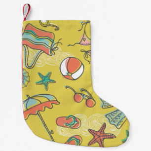 Beach Accessories: Summer Seamless Pattern. Small Christmas Stocking