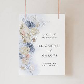 Beach Acrylic Wedding Welcome Sign Coastal Shell